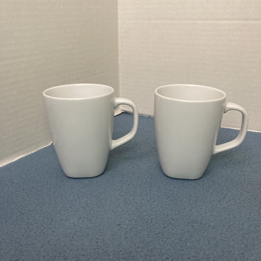Ikea 365+ Susan Pryke White Square Bottom Coffee/Tea Mugs (21986) - Set of 2